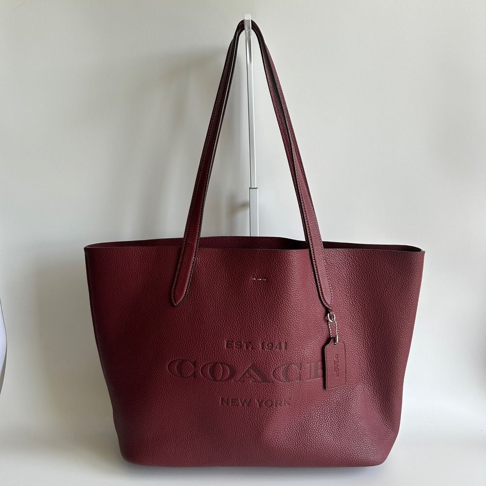 Coach Cameron Burgundy Pebbled Leather Tote Bag CC050 Excellent